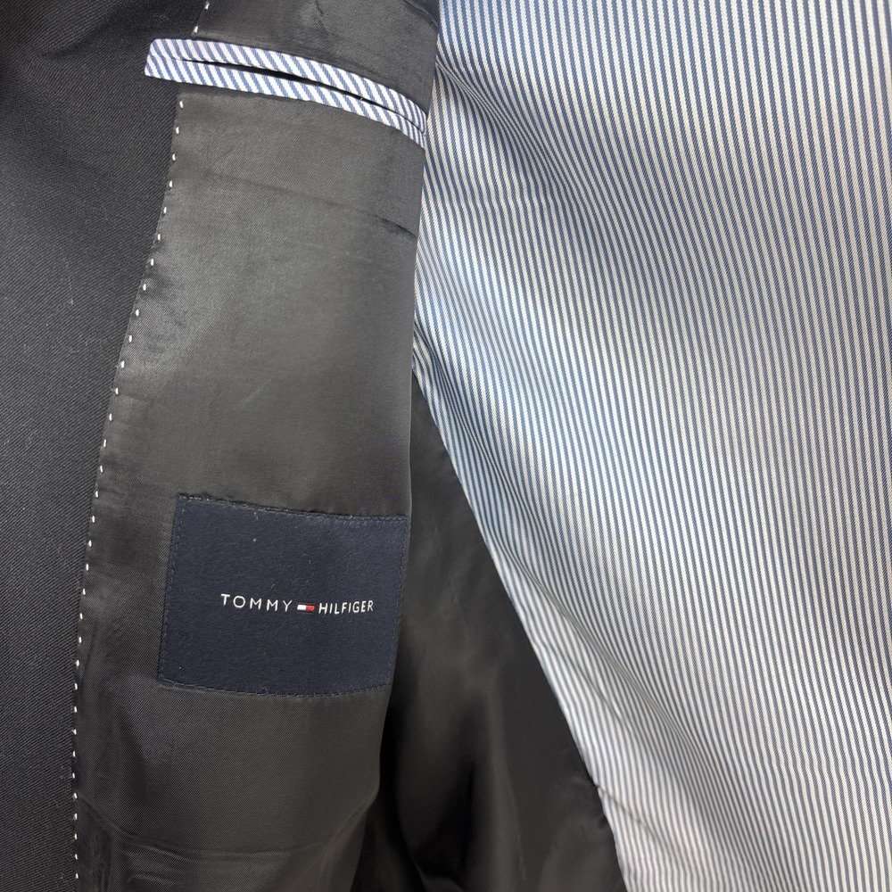 Tommy Hilfiger Suit Jacket Mens Size 42L Black 100% Wool Spirts Coat Blazer‎ - Picture 8 of 12